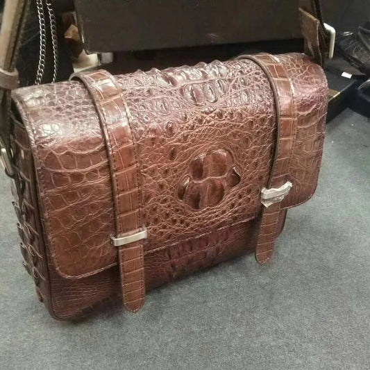 Crocodile Leather Men Single Shoulder Business Travel Bag