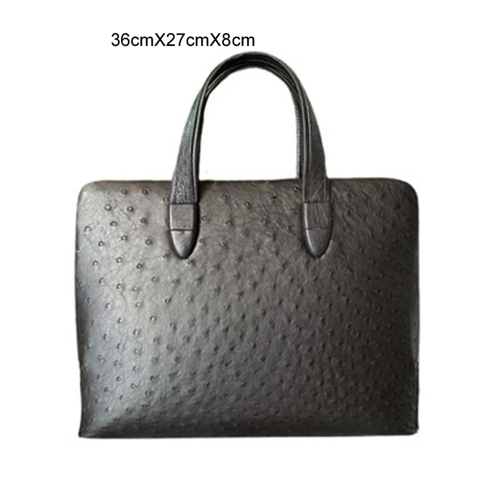 OSTRICH LEATHER MEN LAPTOP BAG BRIEFCASE LARGE CAPACITY