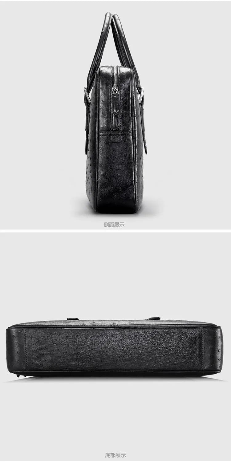 SOUTH AFRICA GENUINE OSTRICH LEATHER MEN BUSINESS HANDBAG