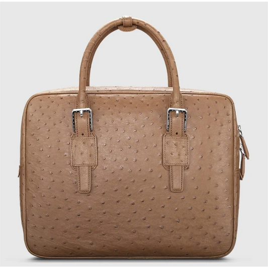 SOUTH AFRICA GENUINE OSTRICH LEATHER MEN BUSINESS HANDBAG