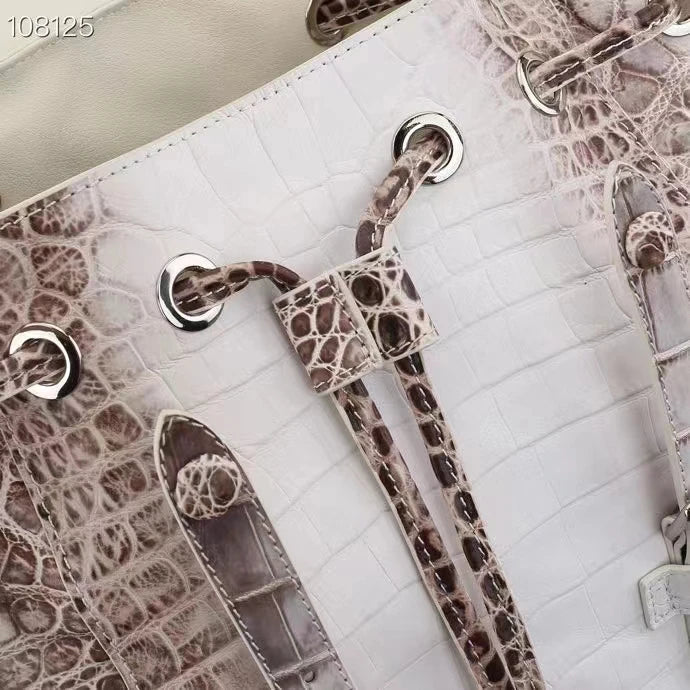 HIMALAYA WHITE COLOR GENUINE CROCODILE LEATHER BACKPACK DAILY BAG BIG SIZE