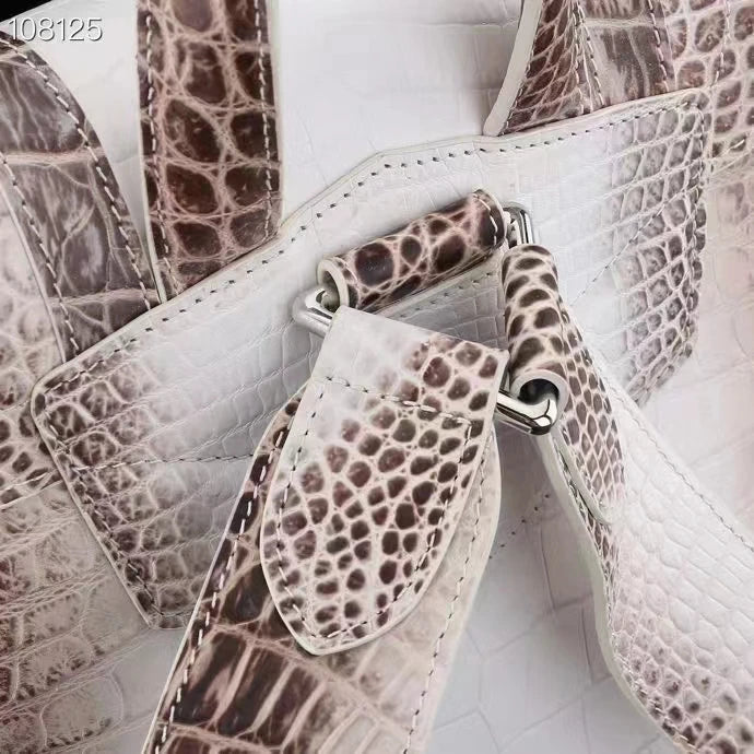 HIMALAYA WHITE COLOR GENUINE CROCODILE LEATHER BACKPACK DAILY BAG BIG SIZE