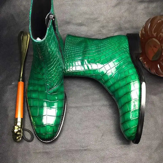 Crocodile Leather Handbrushing Men Boots